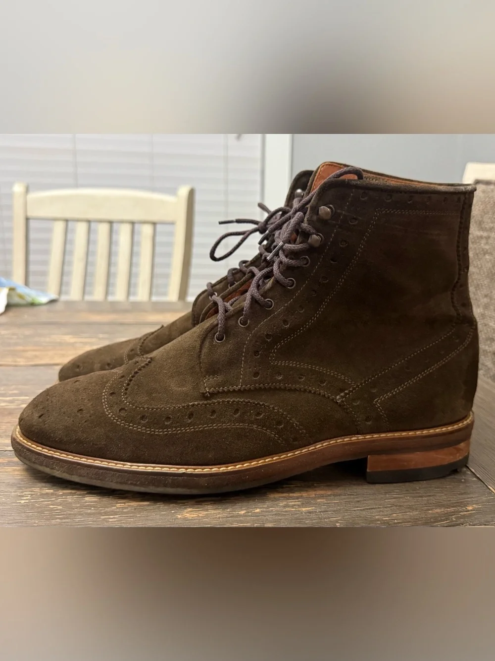 SuitSupply | Suede Brogue Lace Up Boots | Brown | Size 11